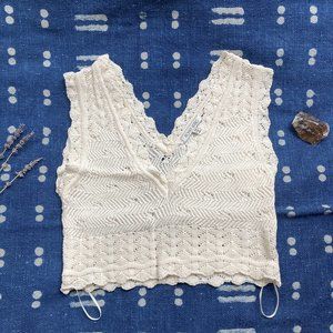 Ronny Kobo Cream Knit Crop Top